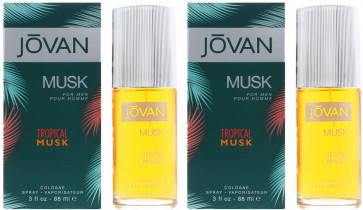 Jovan Mens Gents Musk Tropical Musk 88ml EDT Aftershave Cologne 2 Pack