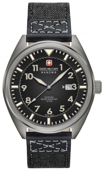 Swiss Military Mens Wrist Watch Black White Silver Dial SM34521AEU/H02