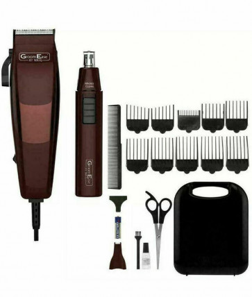 Wahl Mens Gents Groom Ease Hair Clipper & Nose/Ear Trimmer Maroon 18 Piece Gift Set