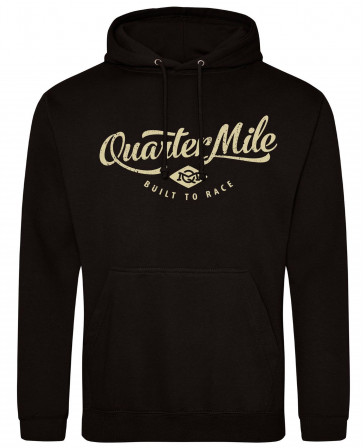 Quarter Mile Classic Logo Mens Gents Black Hoodie