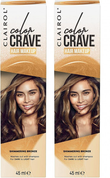 Clairol Ladies Womens Colour Crave Non Permanent Hair Makeup Bronze 45 ml 2 Pack