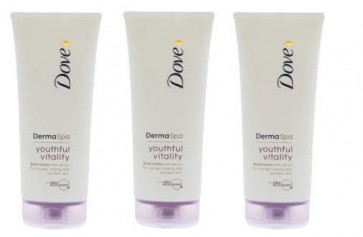 Dove Ladies Womens Derma Spa 200ML Body Lotion Youthful Vitality 3 PACK