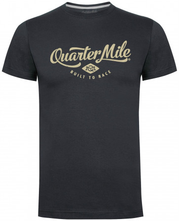 Quarter Mile Classic Logo Mens Gents Charcoal T-Shirt