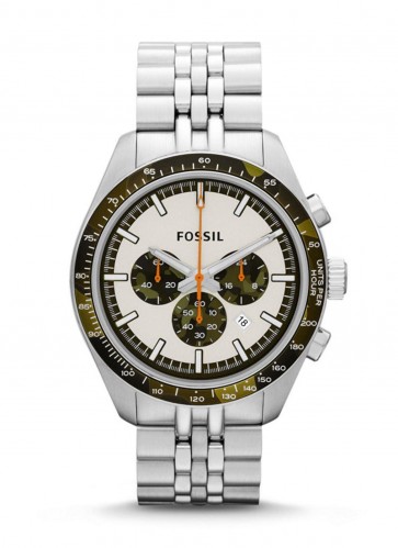 Fossil Mens Chronograph Watch Stainless Steel Strap White Dial CH2913