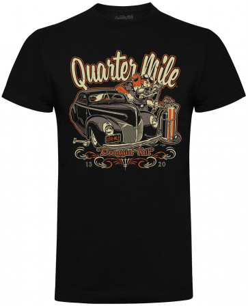 Quarter Mile Draggin Tail Mens Gents Black T-Shirt