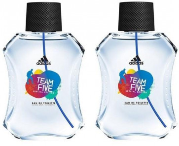 Adidas Mens Gents Team Five Special Edition 100ml EDT Aftershave Cologne Fragrance 2 PACK