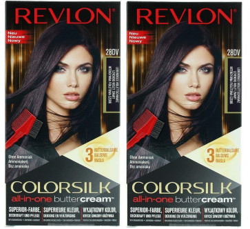 Revlon Ladies Womens Luxurious Colorsilk Buttercream Vivid Colour Violet Black 2 PACK