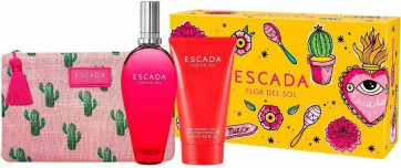 Escada Ladies Womens Flor Del Sol 50ml EDT Spray / 50ml Body Lotion / Pouch Perfume Fragrance