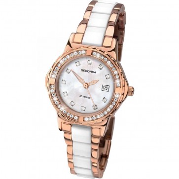 Sekonda Ladies Wrist Watch Two Tone Strap Mother Of Pearl Face 2022