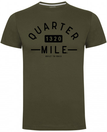 Quarter Mile QM College Military Green Mens Gents T-Shirt
