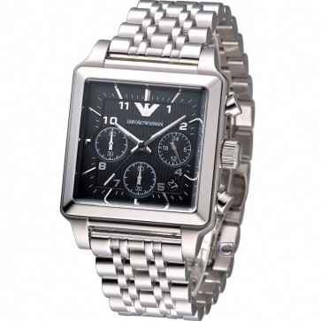 Emporio Armani Mens Chronograph Watch Stainless Steel Strap Black Dial AR1626