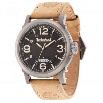 Timberland Men's Quartz Watch with Black Dial Analogue Display and Brown Leather Strap 14815JSU/02
