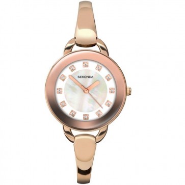 Sekonda Ladies Womens 'Rose Gold Bangle Wrist Watch White Face 2052