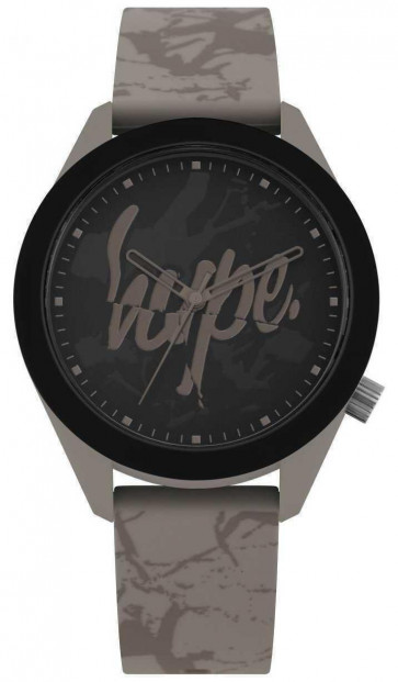 Hype Mens Gents Black & Grey Cracked Marble Wrist Watch HYG005BR