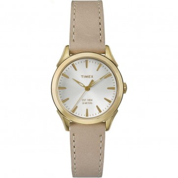 Timex Women's Ladie's Quartz Watch With White Dial Cream Strap TW2P82000