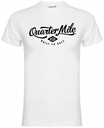 Quarter Mile QM Classic Logo Mens Gents White T-Shirt