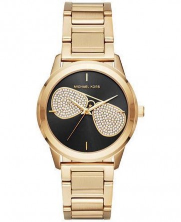 Michael Kors Hartman Womens Ladies Watch Gold Stainless Steel Bracelet Black Dial MK3647