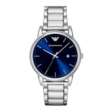 Emporio Armani Mens Gents Wrist Watch Stainless Steel Blue Dial AR8033