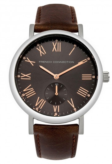 FCUK French Connection Mens Gents Wrist Watch Brown Strap FC1259T