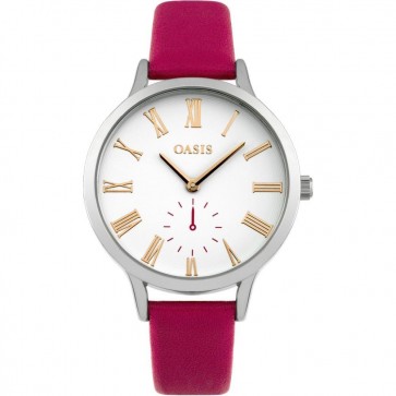 Oasis Ladies Womens Watch Pink Strap White Face  B1555