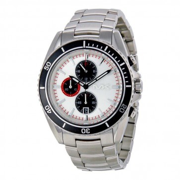 Michael Kors Bradshaw Mens Chronograph Watch Stainless Steel Bracelet White Dial MK8339