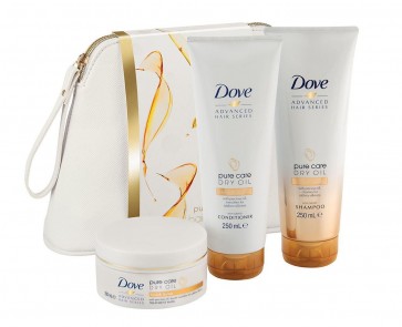 Dove Advanced Hair Pure Care Dry Oil Wash Bag Gift Set