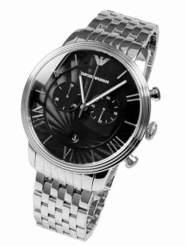 Emporio Armani Mens Chronograph Watch Stainless Steel Bracelet Black Dial AR1617
