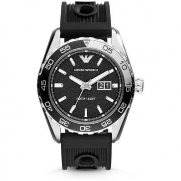 Emporio Armani Sportivo Men's Watch Black Silicone Strap Black Dial AR6044
