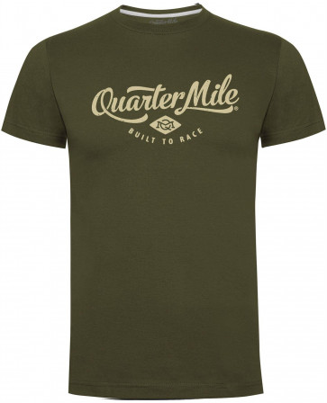 Quarter Mile QM Classic Logo Military Green Mens Gents T Shirt