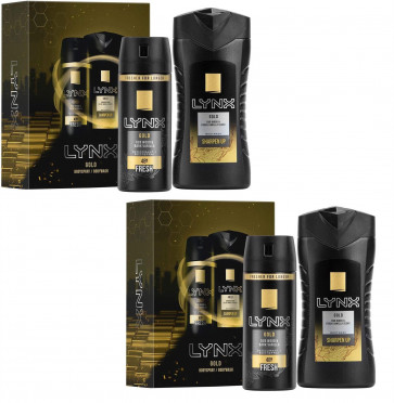 Lynx Mens Gents Gold Duo Shower Gel & Deodorant Body Spray Set 2 Pack