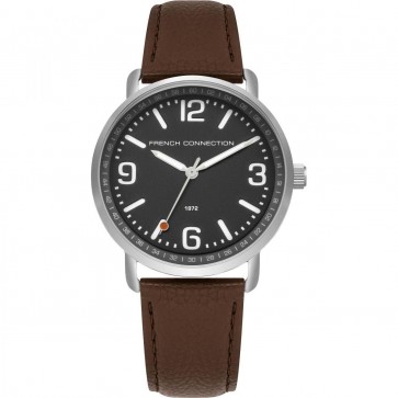 French Connection Mens Watch with Black Dial Leather Strap FC1312ET