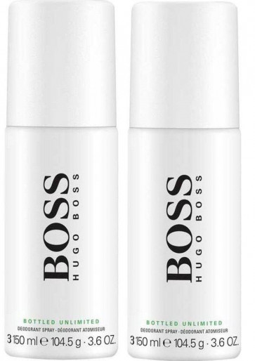 Hugo Boss Bottled Unlimited Mens Gents Deodorant Spray 150ml For Him 2 Pack
