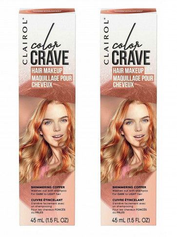 CLAIROL LADIES WOMENS COLOR CRAVE 45ML WASHOUT HAIR MAKEUP SHIMMERING COPPER 2 PACK