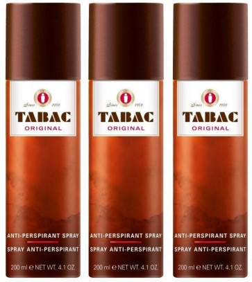 Tabac Mens Gents Original Anti Perspirant Deodorant Spray 200 ml 3 Pack