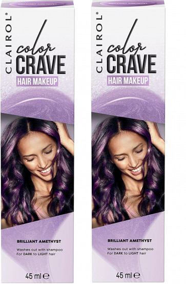 Clairol Ladies Womens Colour Crave Non-Permanent Hair Makeup Amethyst 45 ml 2 Pack