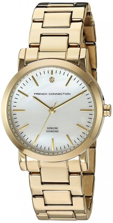 French Connection Womens Wrist Watch Goldr Dial Gold Bracelet FC1275GM