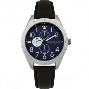 French Connection Mens Blue Multi Dial Quartz Leather Wrist Watch FC1313B