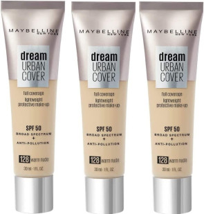 Maybelline Ladies Womens Dream Urban Cover All-In-One Foundation Warm Nude 3 Pack