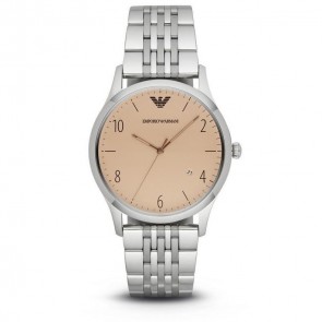 Emporio Armani Mens Gents Watch Stainless Steel Strap Beige Dial AR1881
