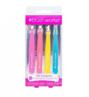 Brush Works Ladies Womens Combination Tweezer Neon 4PC Set