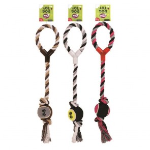 Dog or Puppy Tug Toy With Tennis Ball 2 OR 3 PACK