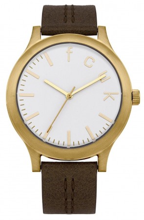 French Connection Womens Watch White Dial Brown Leather Strap FC1138TG